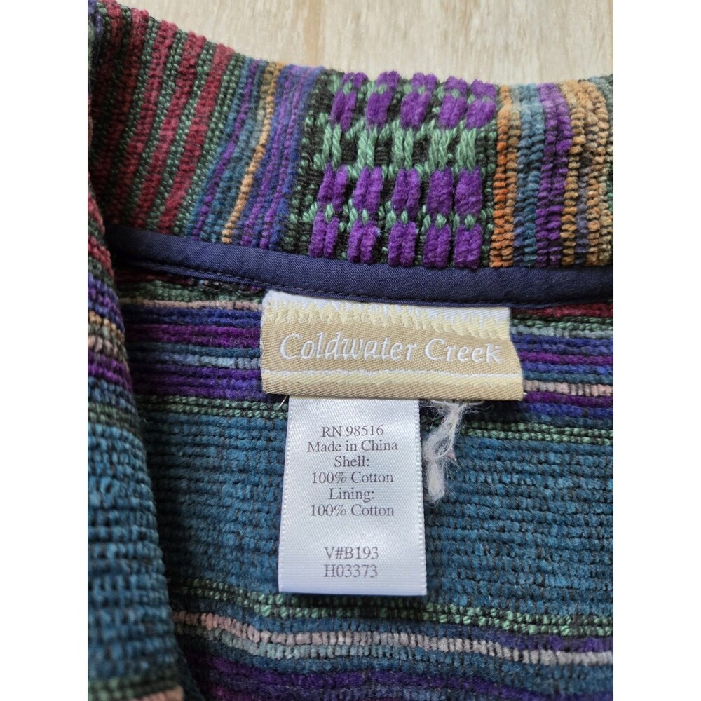 Coldwater Creek Tapestry Vest Embroidered Hem Button Front Cotton Womens L GUC - Picture 4 of 10